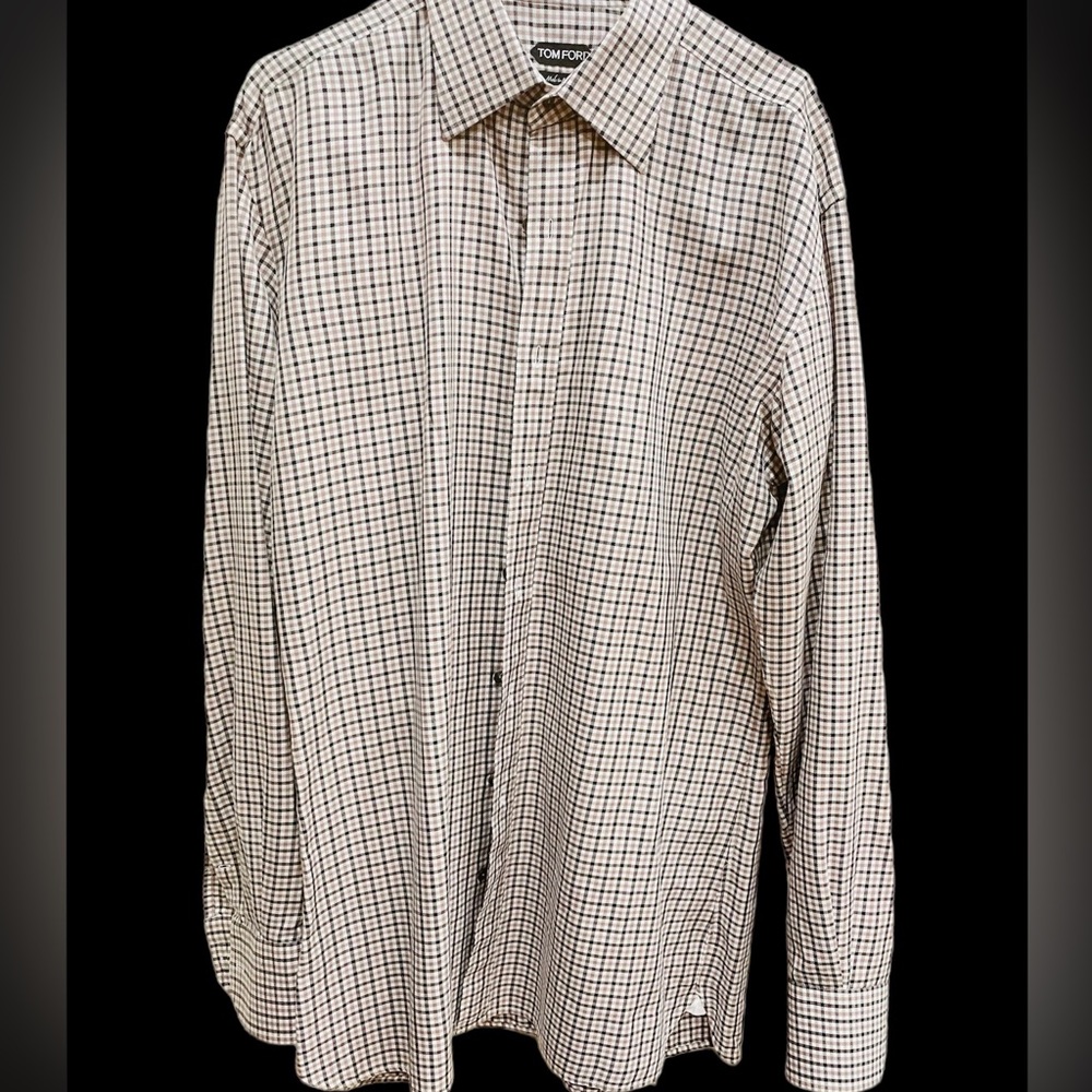 Tom Ford men's dress shirt. 17.5 32/33 black patter no tags
